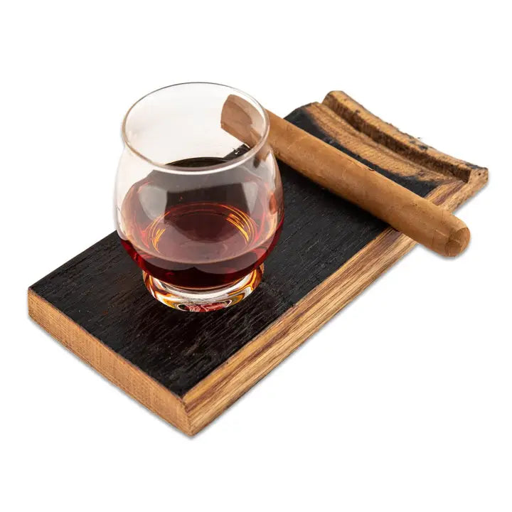 Cigar Holder and Coaster with Whiskey Glass