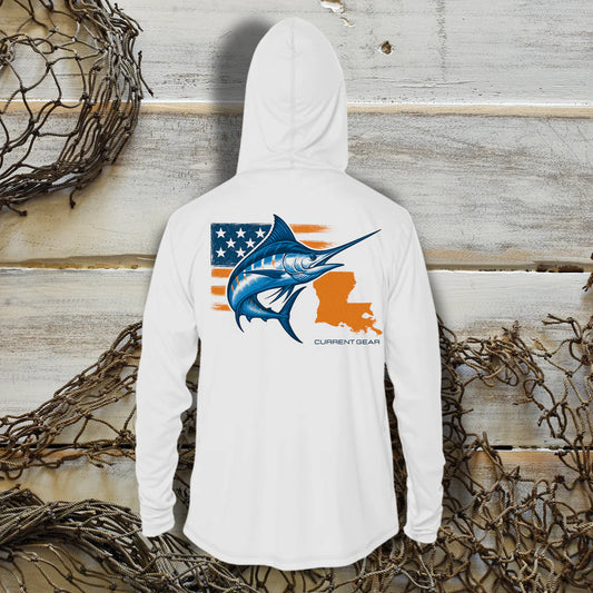 Louisiana Blue Marline Hooded Tee